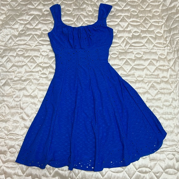 London Style Collection Short Midi Blue Dress Womens S Fully Lined Sleeveless - Picture 8 of 9